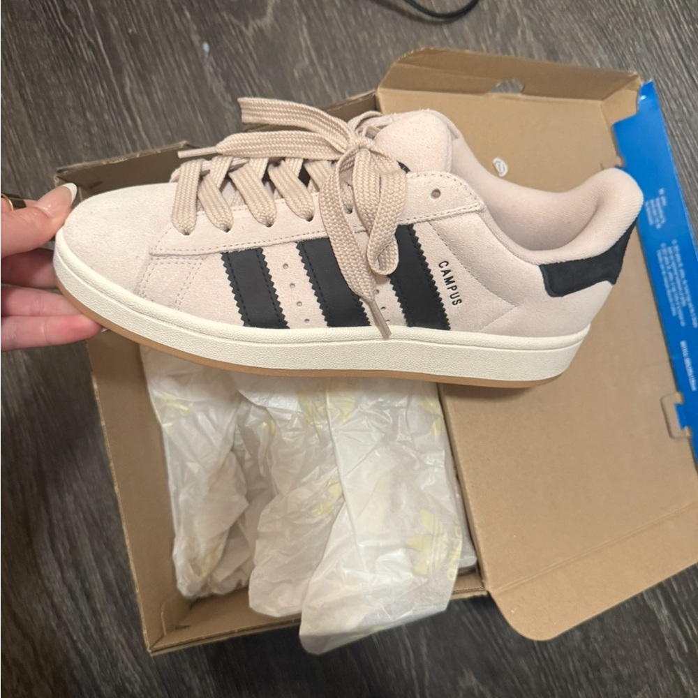 Adidas Campus Beige and Black Sneakers